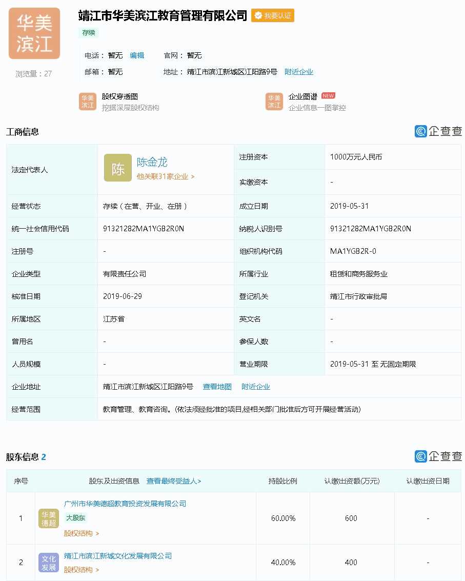 靖江市华美滨江教育管理有限公司-陈金龙【工商信息-电话地址-注册信息-信用信息-财务信息】查询-企查副本.jpg